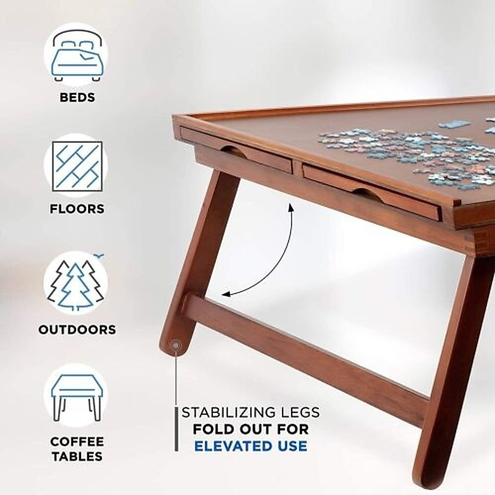1500 Piece Puzzle Board, 70cm x 90cm Wooden Jigsaw Puzzle Table with Legs