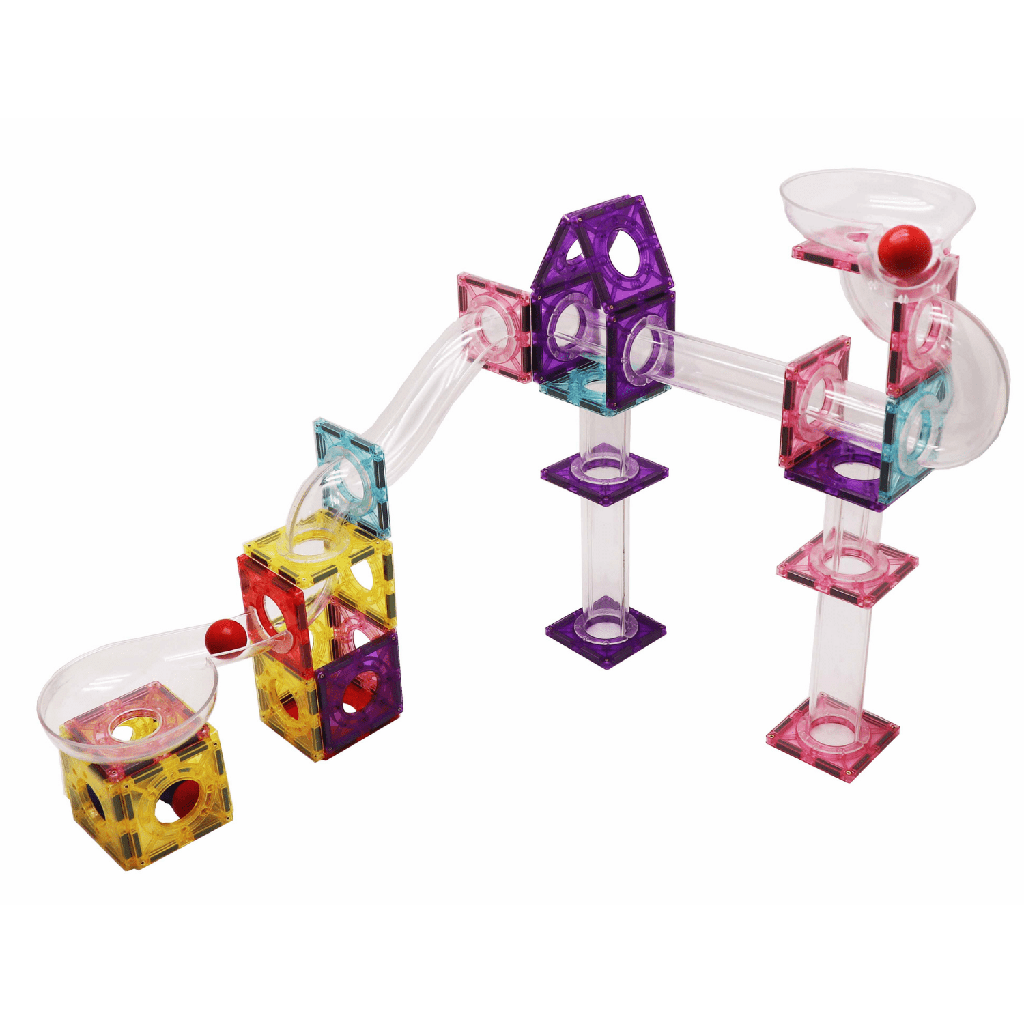 Magnescape Magnetic Tiles Marble Run 106pcs with Clear Tubes