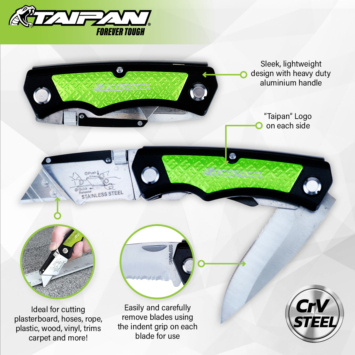 Taipan Twin Blade Folding Knife Aluminium Handle Carbon Vanadium Steel